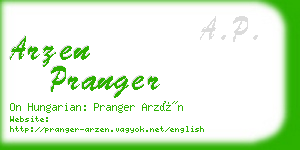 arzen pranger business card